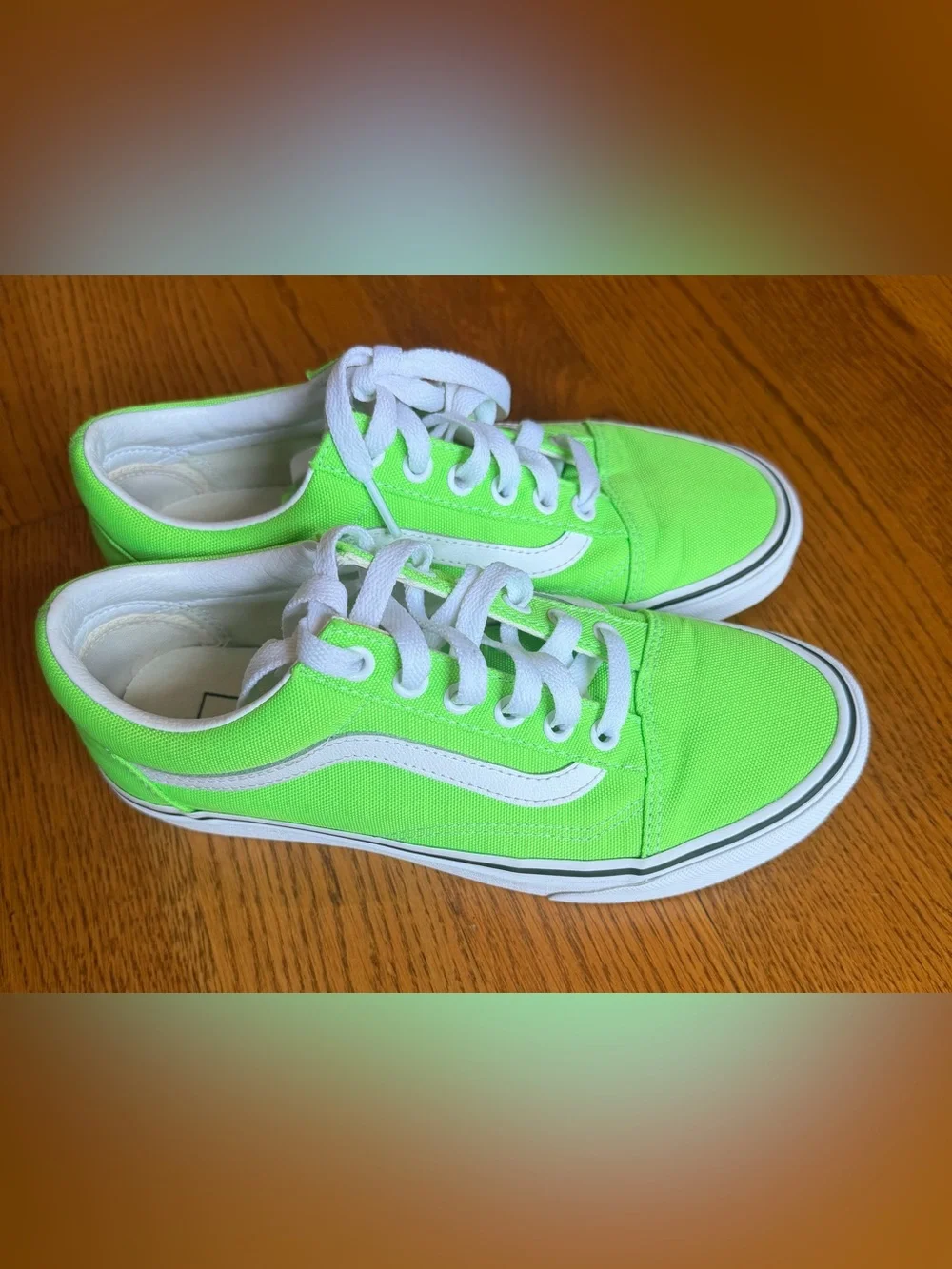 Vans Old Skool Neon Gecko Green Low Top Sneakers Women’s 7, Men’s 5.5 - Picture 7 of 14